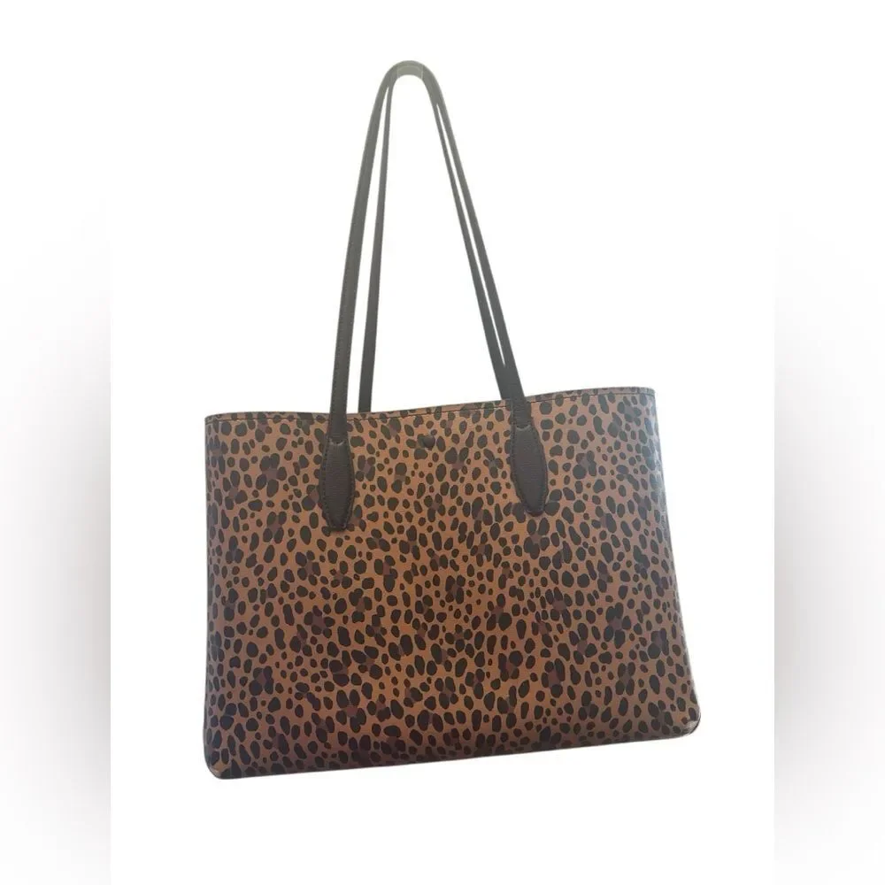 Kate Spade New York All Day Leopard Large Leather Tote